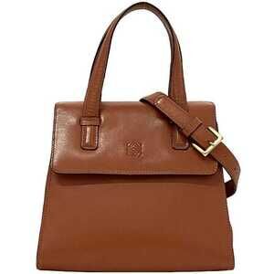 Loewe Bag Orange Brown Anagram Top Handle Crossbody Flap Handbag Magnetic